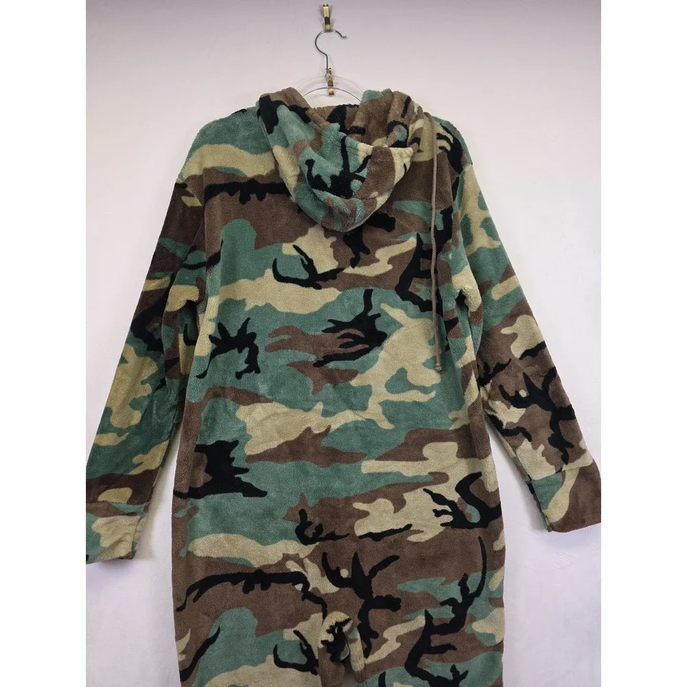 Alexander Del Rossa Fleece One Piece PJ Mens‎ Medium Camo Grunge Minimalist